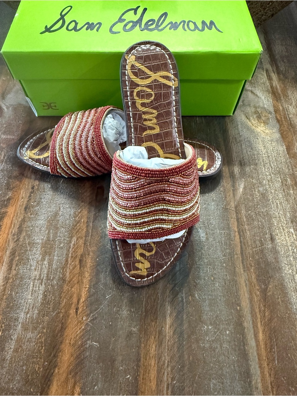 Sam Edelman Gallie Sunset Beads Beaded Slide Sandals Size 9.5 NIB
